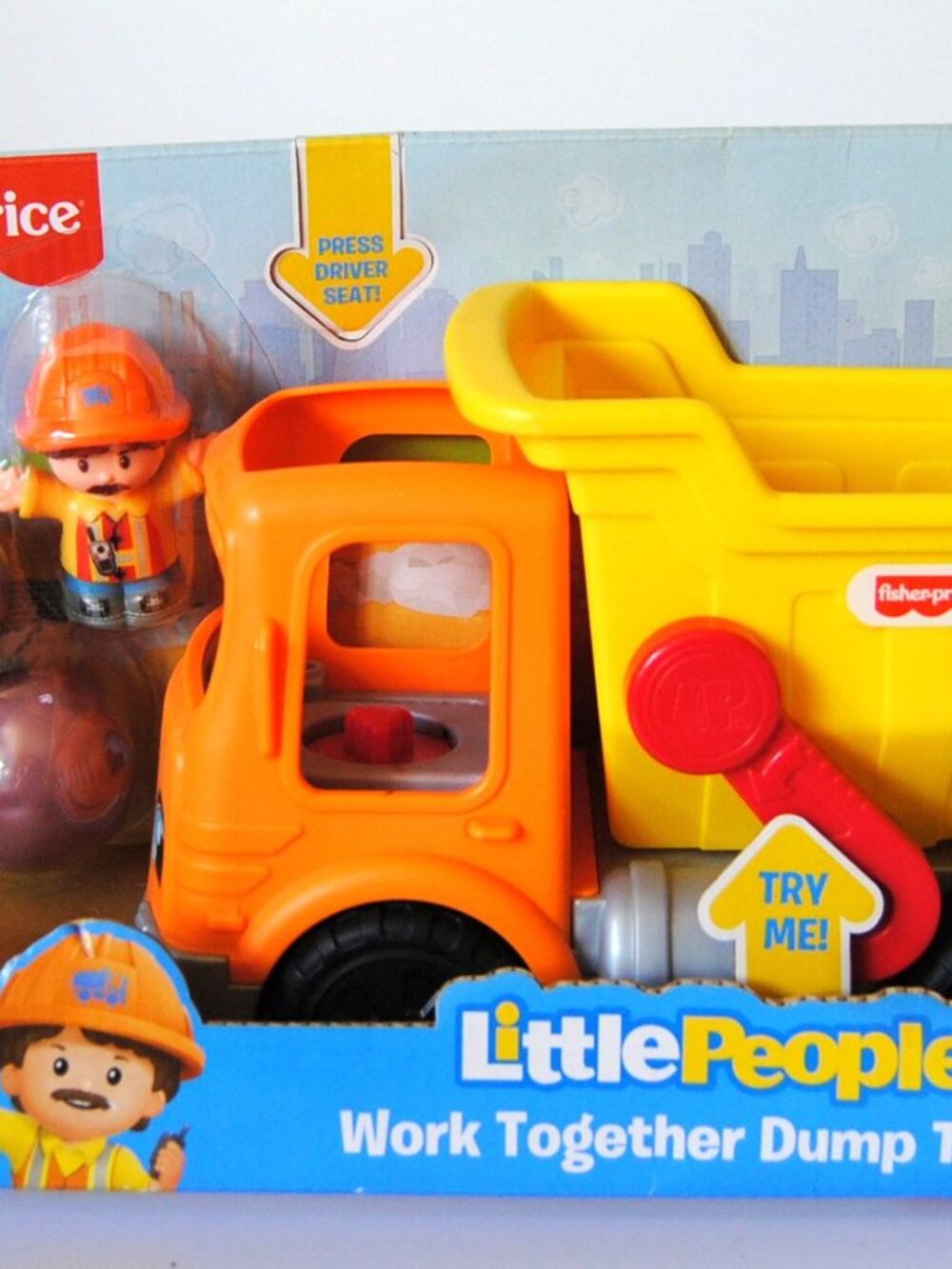 Fisher-Price Little People Work Together Dump Truck  Figure Boulders Sounds NIB